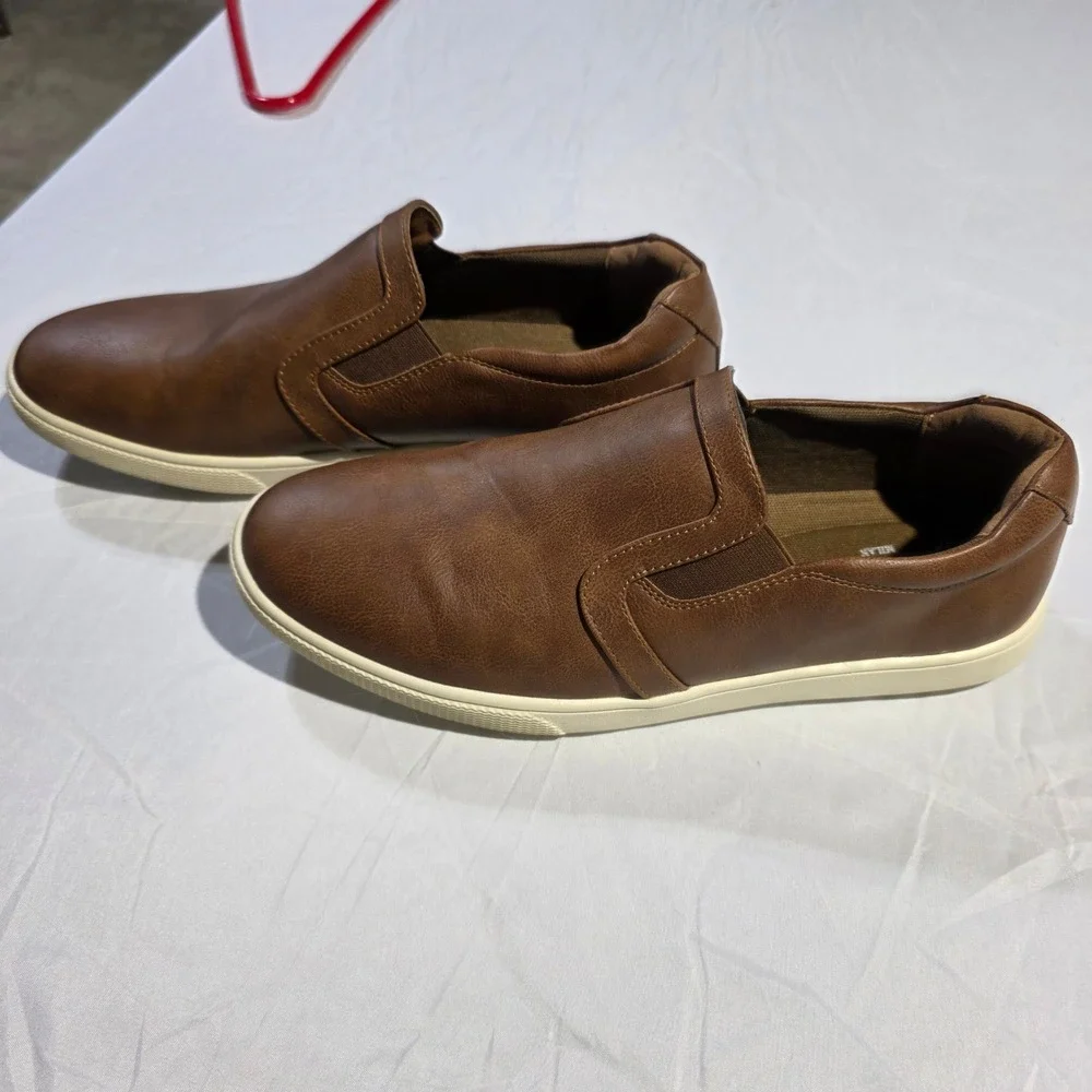 Jousen Milan Mens Brown Slip On Loafers Casual Dress Shoes Size 11